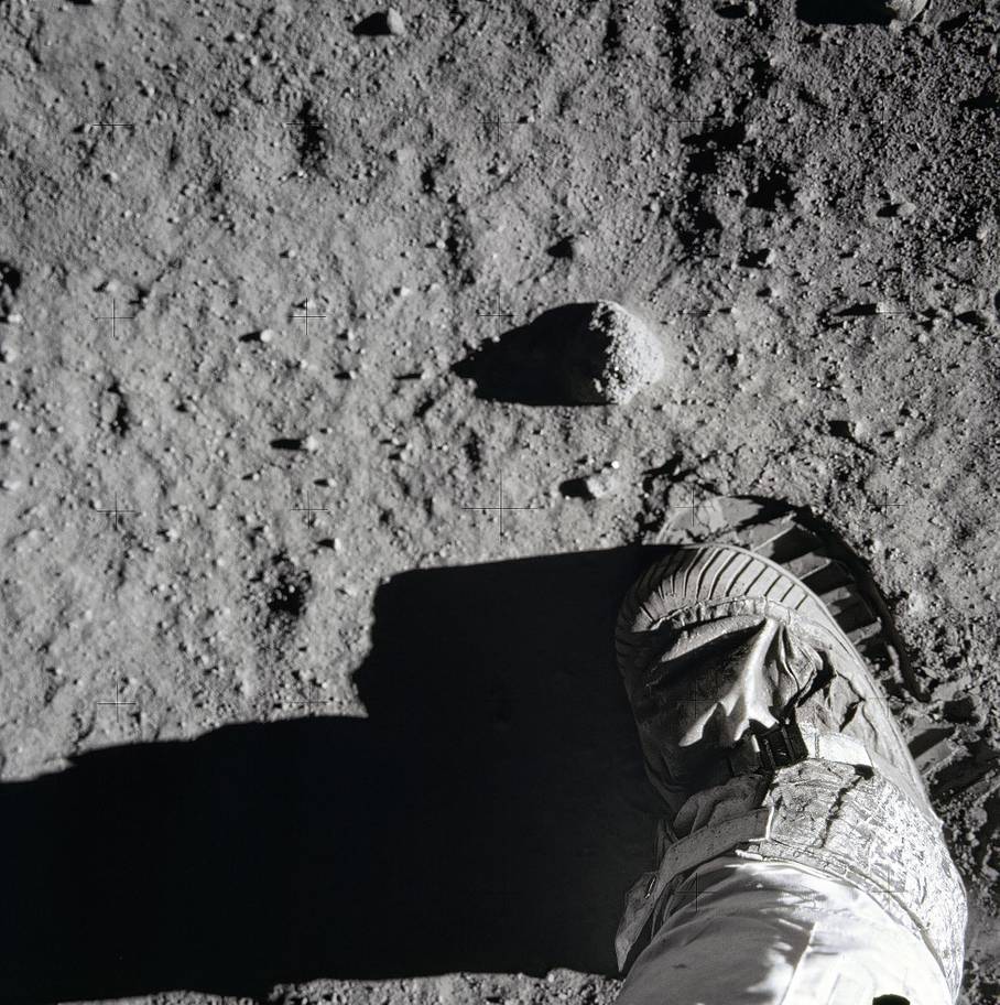 Buzz Aldrin’s boot print on the moon's surface. Image Credit: NASA.