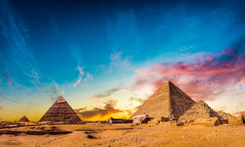 A view of the pyramids at Giza. Shutterstock.