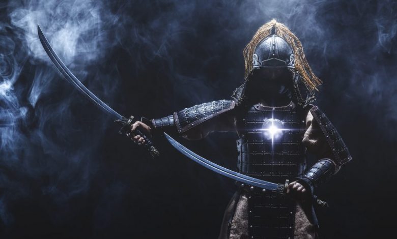 an artists rendering of a Japanese Samurai. Shutterstock.