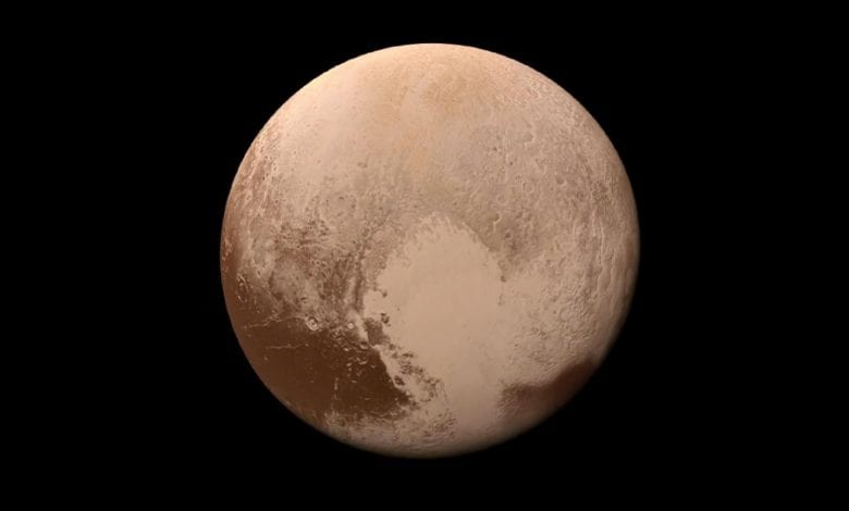 The water on Pluto is in the form of ice, which is more than three times as much water as in all the Earth’s oceans.