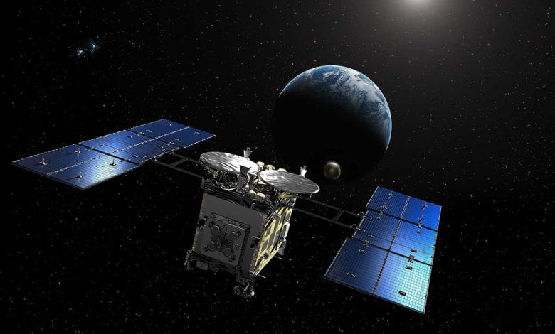 Artistic take on the Hayabusa2 on its way to Earth. We now know that the return capsule with asteroid samples has landed in Australia. Credit: IEEE Spectrum