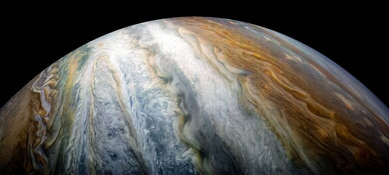 Colorful swirling cloud belts on Jupiter's southern hemisphere. Credit: NASA/Juno Image Gallery