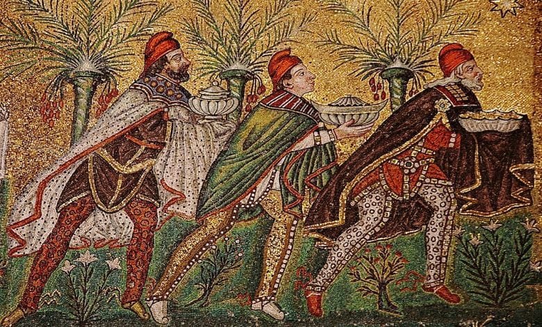 A stunning mosaic in the Basilica of Sant’Apollinare Nuovo in Ravenna depicting the Three Wise Men. Credit: Cosi Tutti