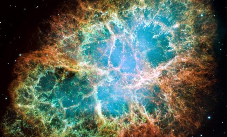 The Crab Nebula, a supernova remnant captured by the Hubble Space Telescope. Credit: NASA, ESA, J. Hester and A. Loll (Arizona State University)