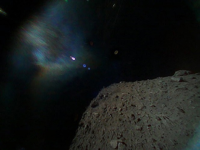 Image from the surface of Asteroid Ryugu, photographed by rovers of the Japanese Space Agency.