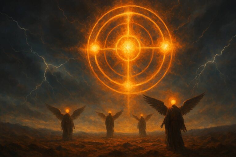 An illustration of the wheel of Ezekiel.