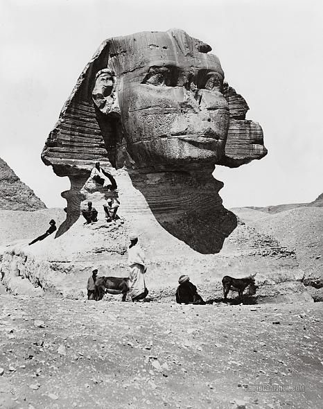 A rare view of the ancient Sphinx still buried beneath sand. 