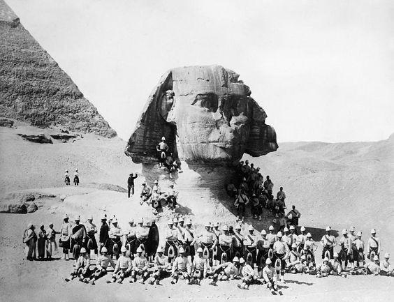 British soldiers posing at the Great Sphinx at Giza. Image Credit Unknown.