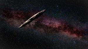 An artist's rendering of 'Oumuamua, a visitor from outside the solar system. Image Credit: Joy Pollard / Gemini Observatory / AURA / NSF