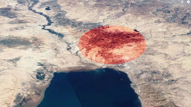 Middle Ghor, the flat plain to the north-east of the Dead Sea where the meteor most likely disintegrated.