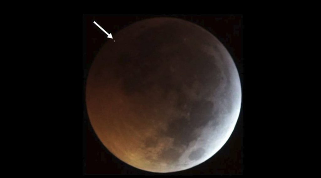 The bright flash of light was seen by people around the globe. Image Credit: Griffith Observatory.