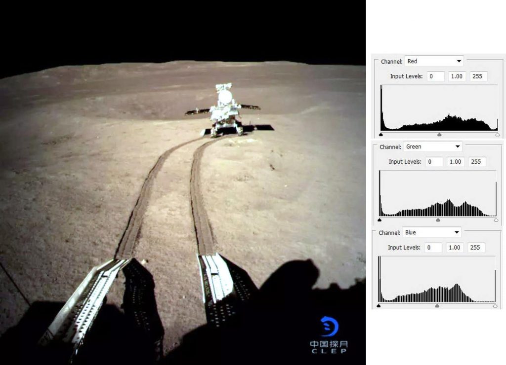 A more realistic view. The same image as before after stretching the green and blue channels. Image Credit: CNSA/EPA.