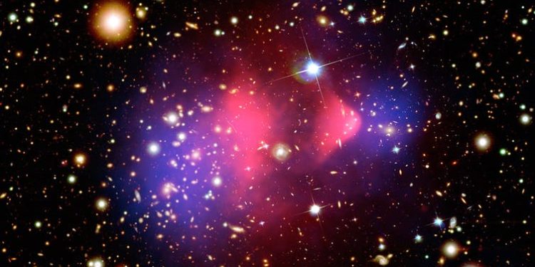 The bullet cluster. Image Credit: NASA/CXC/M. Weiss.