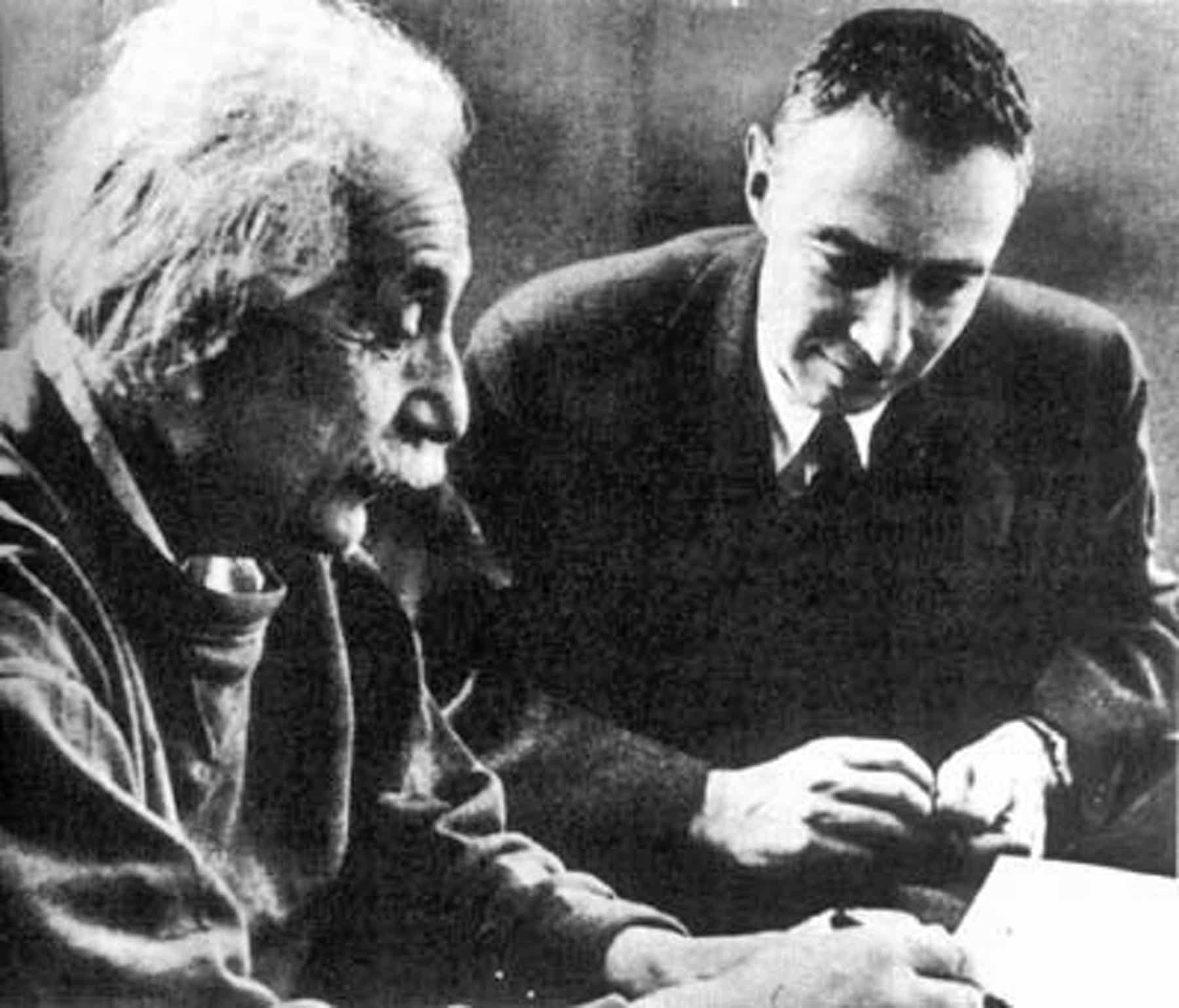 Einstein and Oppenheimer, around 1950.Wikimedia Commons.