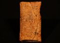 The clay tablet telling the story of the flood and the shape of the ark. Image Credit: AP Photo/Sang Tan.