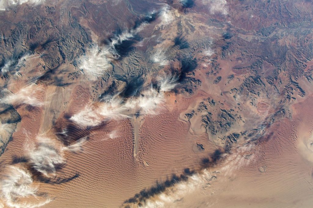 This photograph shows a South African Desert, as seen from the International Space Station. Image Credit: NASA.