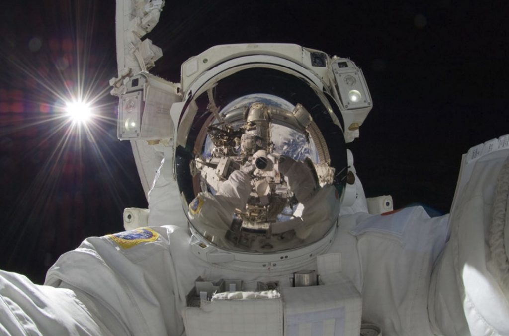 A Space Selfie taken by Japanese Astronaut Aki Hoshide. Image Credit: NASA.