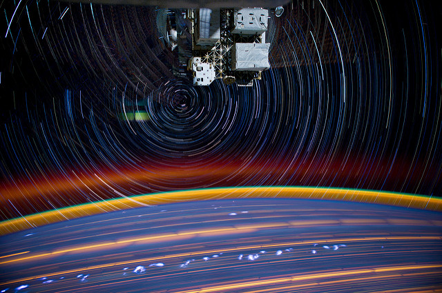 A long-exposure photographs snapped by Astronaut Don Petit while orbiting Earth on board the ISS.