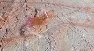 The surface of Jupiter's Icy Moon Europa. NASA/JPL-CALTECH/KEVIN M. GILL.