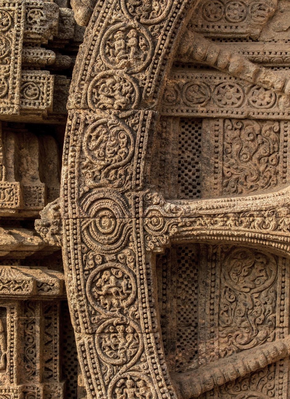 A close-up view of the Konark Sun Temple The ashlar style masonry work is also visible. Shutterstock.