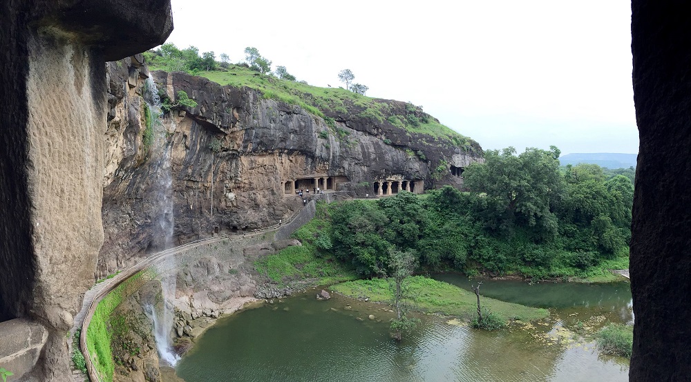 View from Cave 29, Ellora. Image Credit: Wikimedia Commons.