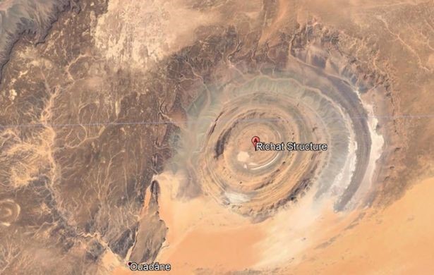 A Satellite view of the Eye of the Sahara. Image Credit: Bright Insight / YouTube.