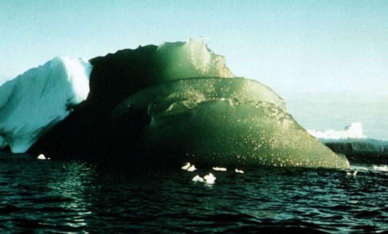 This Green Iceberg was spotted on February 16th, 1985 in Antarctica. Image Credit: AGU / Kipfstuhl Et Al 1992.