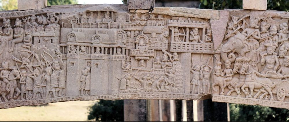 One of the reliefs at the Great Stupa of Sanchi in Madhya Pradesh. Image Credit: Wikimedia Commons.