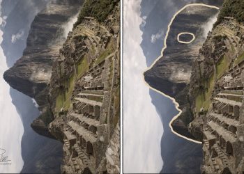 An photograph showing the Face of the Inca at Machu Picchu. Credit: Frank Kehren.