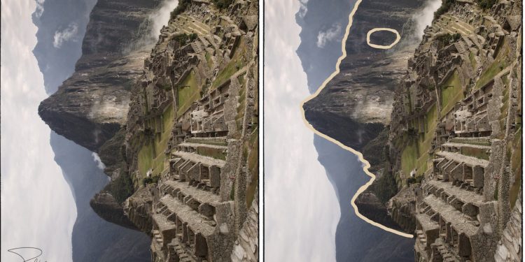 An photograph showing the Face of the Inca at Machu Picchu. Credit: Frank Kehren.