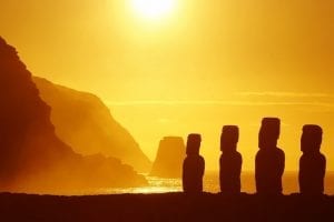 An image of the Moai statues at Rapa Nui.