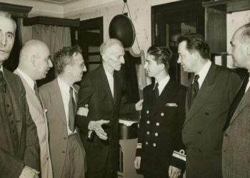 Photograph of Nikola Tesla and King Peter II taken in 1942.