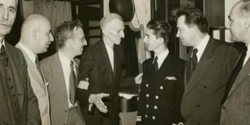 Photograph of Nikola Tesla and King Peter II taken in 1942.