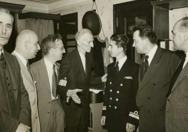 Photograph of Nikola Tesla and King Peter II taken in 1942.