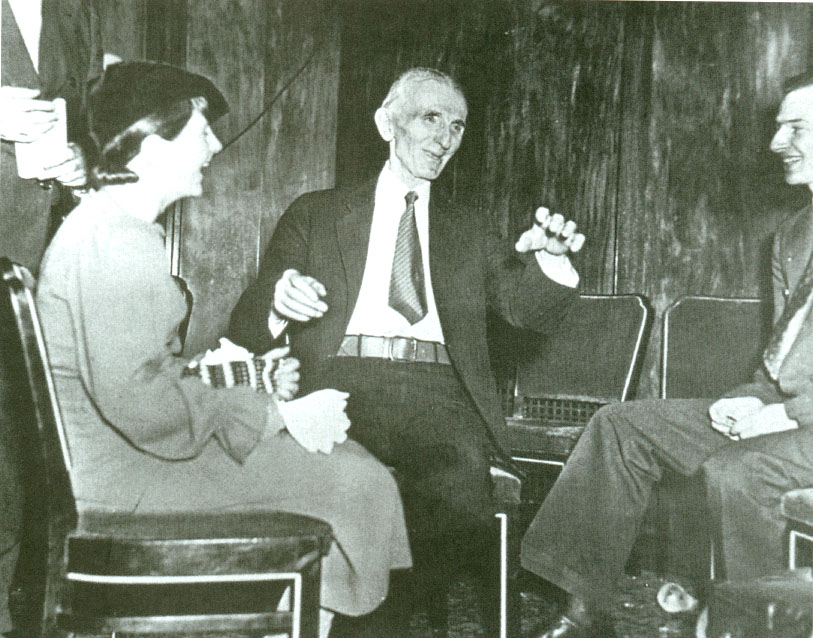 Rare photograph of Nikola Tesla during an interview.