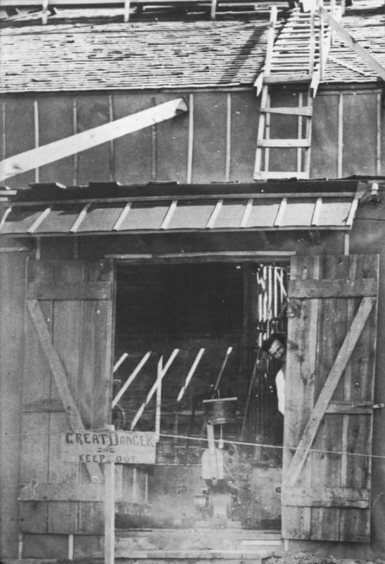 A rare photograph of Nikola Tesla standing outside of his Colorado Springs laboratory taken in 1899.