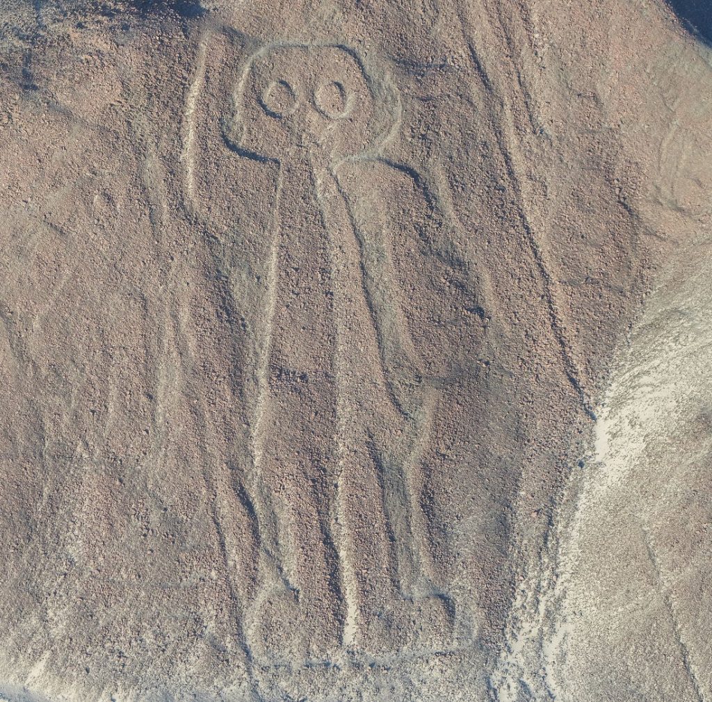 The so-called Nazca Astronaut. Image Credit: Wikimedia Commons.