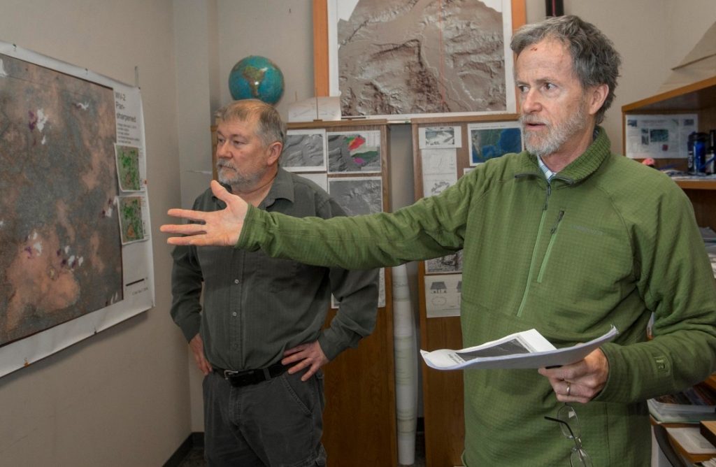 UC geography professor Nicholas Dunning, left, and assistant professor Christopher Carr have been studying ancient Maya sites in Mexico. Photo/Joseph Fuqua II/UC Creative Services.