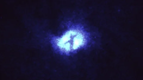 Dark, intersecting dust lanes form an X across the bright nucleus of the Whirlpool Galaxy, M51.