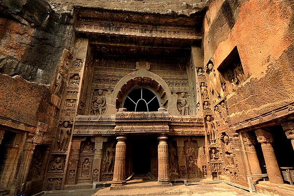 Cave 19, Ajanta, a 5th-century chaitya hall. Image Credit: Wikimedia Commons. CC BY-SA 3.0.