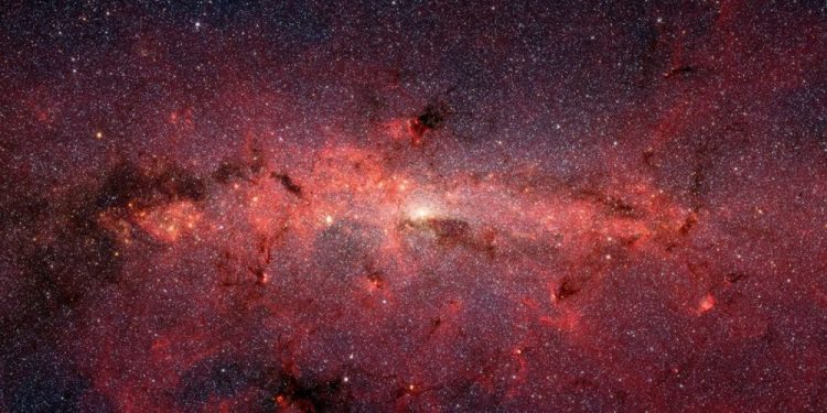 An image of the Milky Way Galaxy in Infrared. Image Credit: Spitzer Space Telescope.