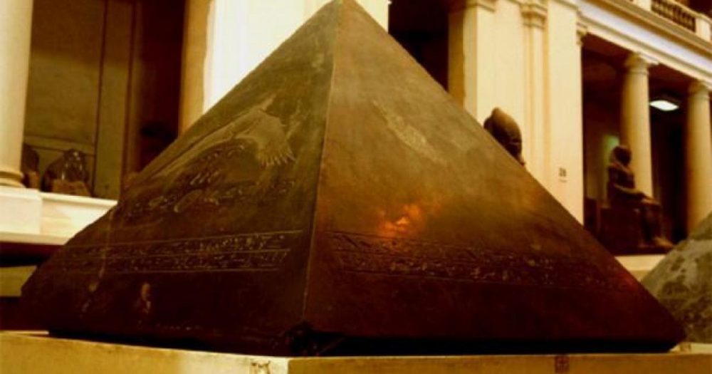 This is the Pyramidion of the Pyramid of Amenemhet III at Dahshur. Image Credit: Pinterest.