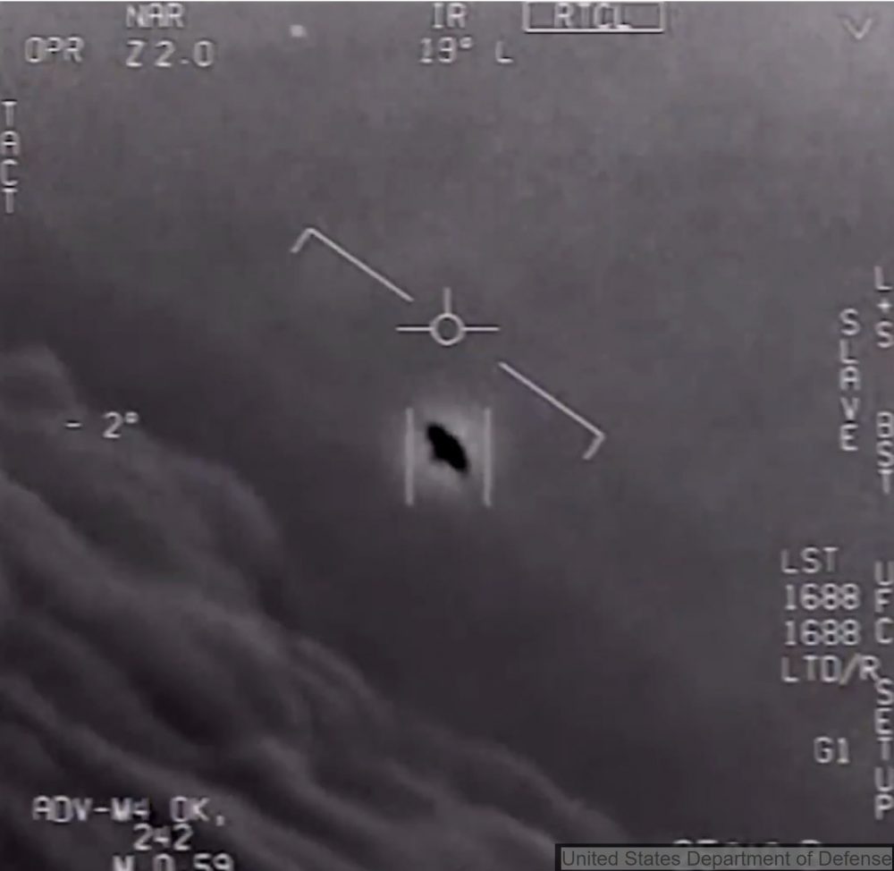 One of the UFO's spotted by the Navy. Image Credit: United States Department of Defense.