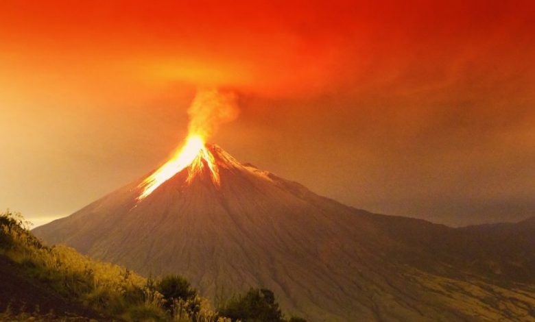 Long Exposure Of Tungurahua Volcano Exploding In The Night Of 29 11 2011 Ecuador. Shutterstock.