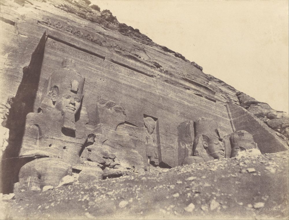 Colossal figures in front of the Great temple of Aboo-Simbel 1846 Vintage Print for Samsung the Frame 4K 300dpi