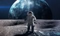 An artistic rendering of an astronaut standing on the Moon. Depositphotos.