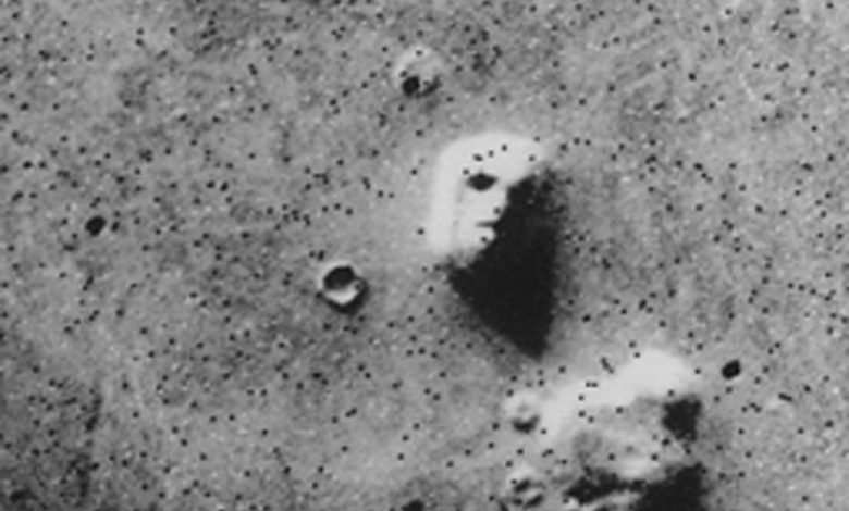 The famous face of Mars. Image taken by the Viking 1 orbiter on July 25, 1976.