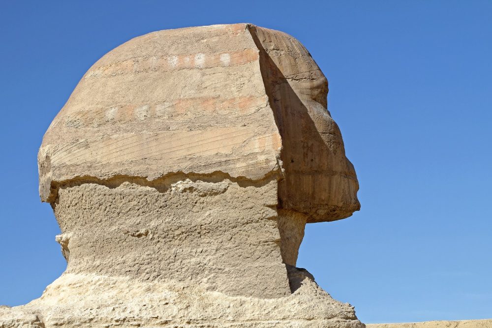 Image of the side of the head of the Sphinx. Shutterstock.