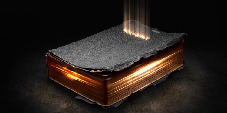 An illustration of a glowing Bible. Shutterstock.