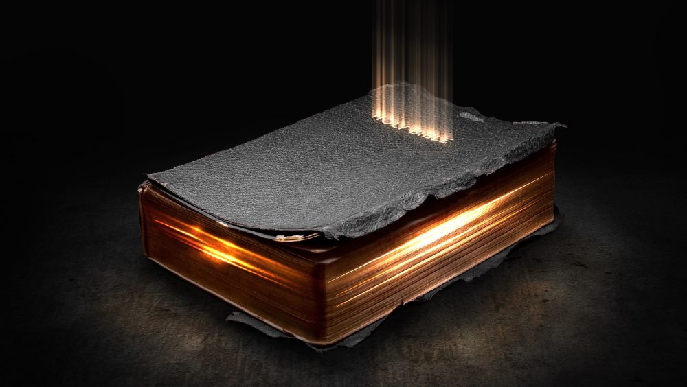 An illustration of a glowing Bible. Shutterstock.